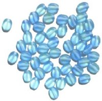 50 8x6mm Transparent Matte Light Blue and Green Flat Oval Glass Beads